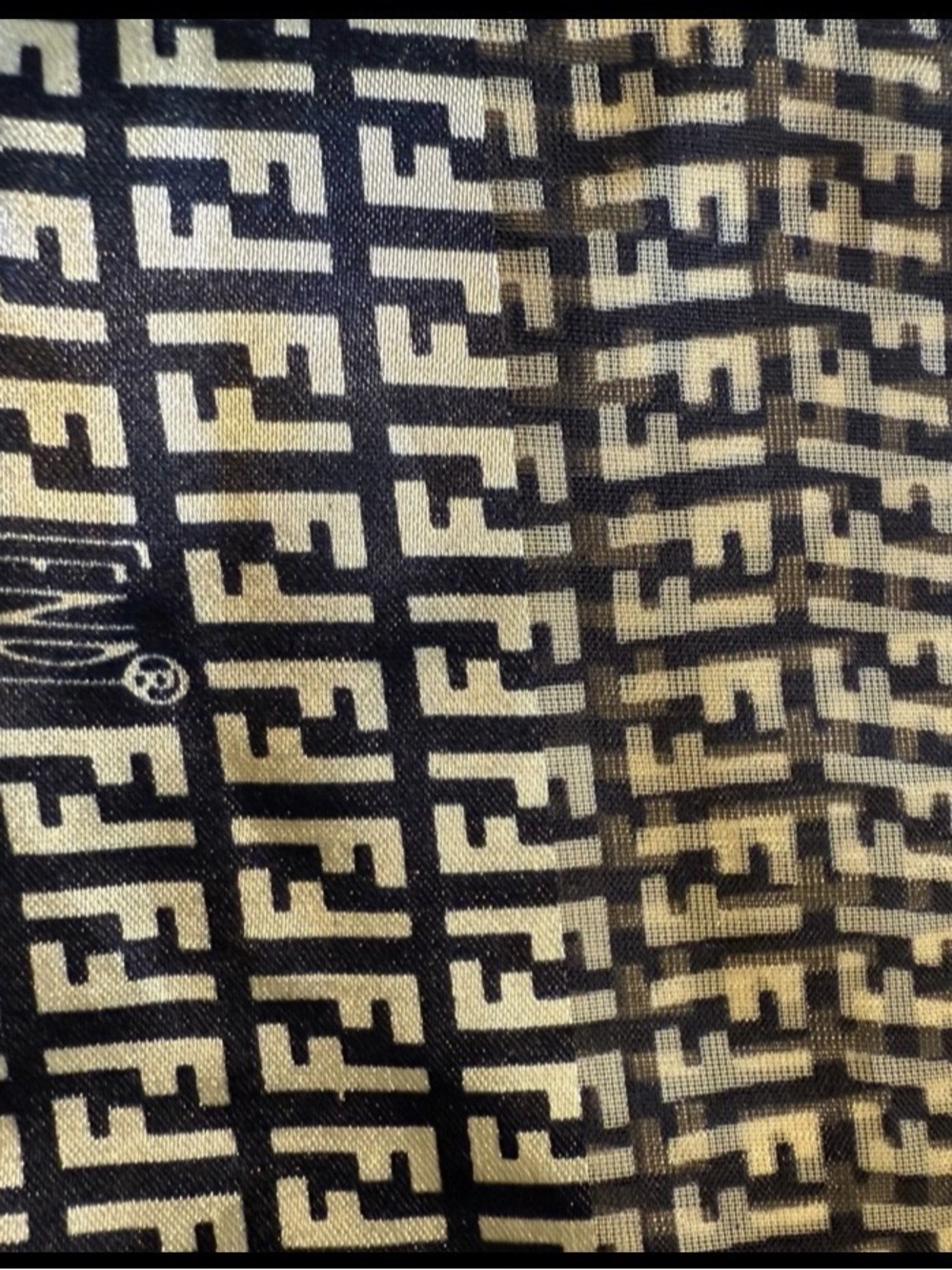 Fendi Black and Cream FF Logo Scarf